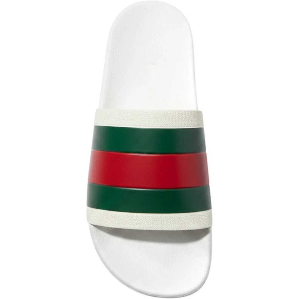 Gucci Pursuit Stripe Rubber Slide Sandals White | Mens Size 9 | Made in Italy